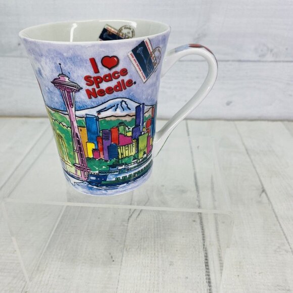 1981 The Postcard Factory I LOVE SEATTLE I LOVE SPACE NOODLE Graphic Mug Cup - Picture 3 of 12
